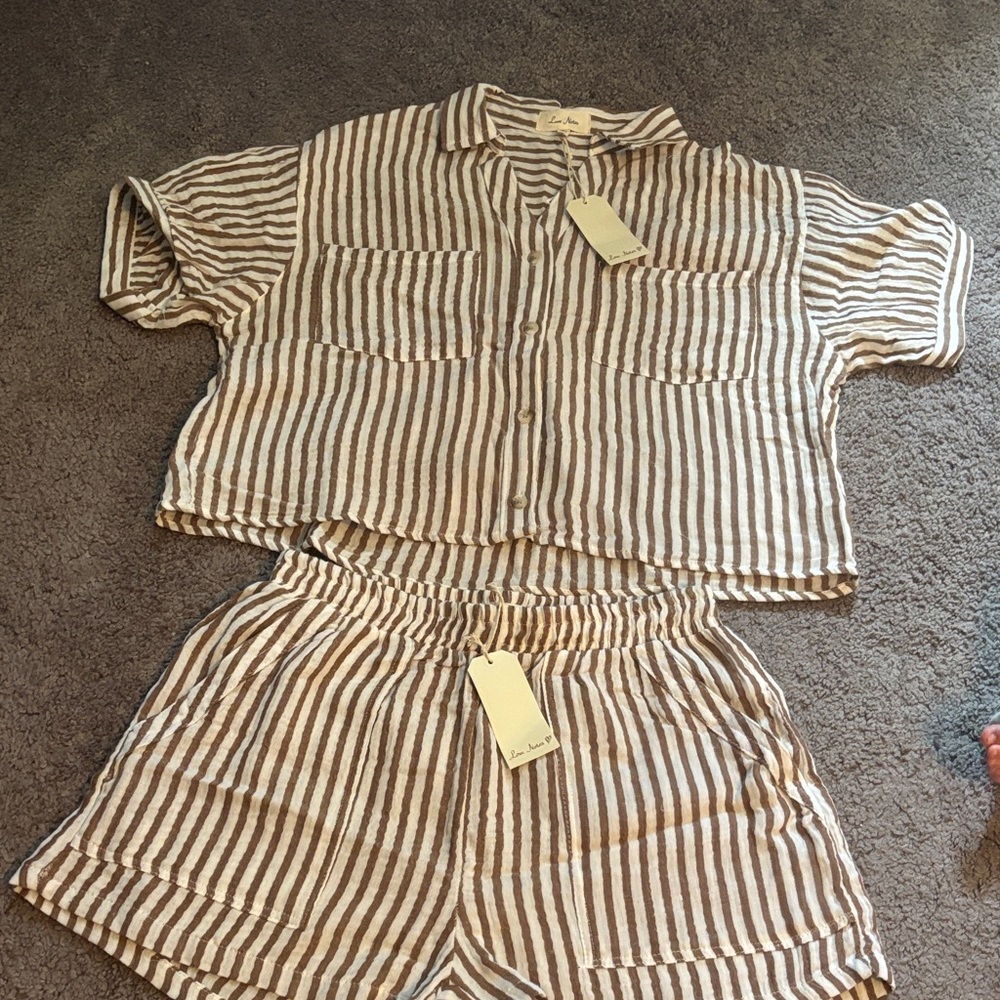 Love Notes Brown and White Striped Shorts